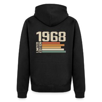 1968 Vintage - Retro 1968 Geburtstagsgeschenk 1968 - Unisex Premium Bio Zip Hoodie - Schwarz - Hinten - Nico (187cm)