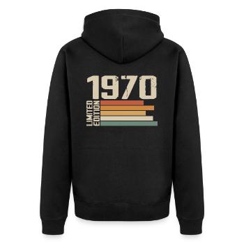 1970er Jahre Vintage - Retro 1970er Jahre Geburtstagsgeschenk - Unisex Premium Bio Zip Hoodie - Schwarz - Hinten - Nico (187cm)