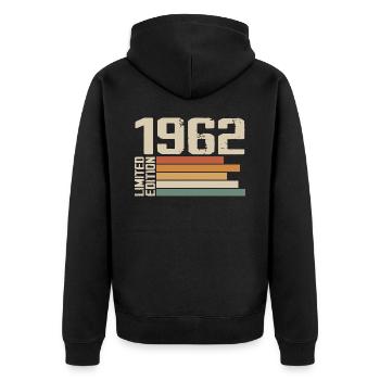1962 Vintage - Retro 1962 Cadeau Anniversaire 1962 - Veste à capuche bio Premium Unisexe - noir - Dos - Nico (187cm)