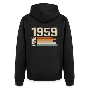 1959 Vintage - Retro 1959 Geburtstagsgeschenk 1959 - Unisex Premium Bio Zip Hoodie - Schwarz - Hinten - Nico (187cm)