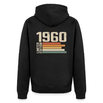 1960 Vintage - Retro 1960 Geburtstagsgeschenk 1960 - Unisex Premium Bio Zip Hoodie - Schwarz - Hinten - Nico (187cm)