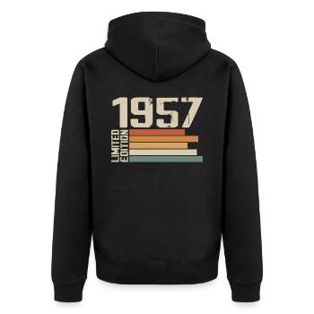 1957 Vintage - Retro 1957 Geburtstagsgeschenk 1957 - Unisex Premium Bio Zip Hoodie - Schwarz - Hinten - Nico (187cm)