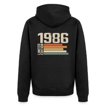 1986 Vintage - Retro 1986 Geburtstagsgeschenk 1986 - Unisex Premium Bio Zip Hoodie - Schwarz - Hinten - Nico (187cm)