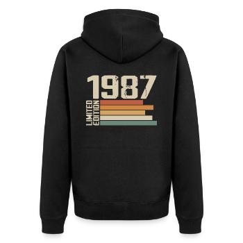 1987 Vintage - Retro 1987 Cadeau Anniversaire 1987 - Veste à capuche bio Premium Unisexe - noir - Dos - Nico (187cm)