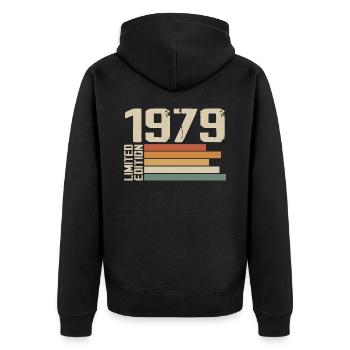 1979 Vintage - Retro 1979 Birthday Gift 1979 - Unisex Premium Organic Zip Hoodie - black - Back - Nico (187cm)