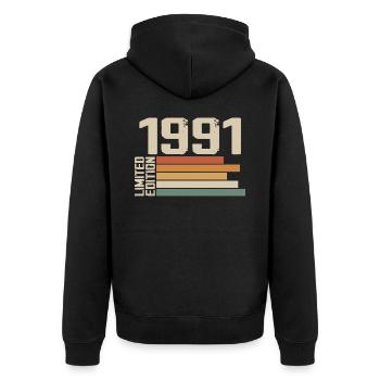 1991 Vintage - Retro 1991 Cadeau Anniversaire 1991 - Veste à capuche bio Premium Unisexe - noir - Dos - Nico (187cm)
