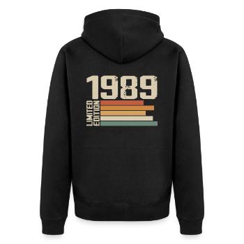 1989 Vintage - Retro 1989 Cadeau Anniversaire 1989 - Veste à capuche bio Premium Unisexe - noir - Dos - Nico (187cm)
