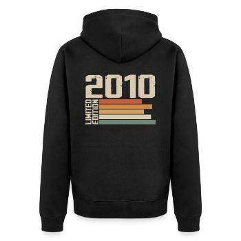 2010 Jahrgang - Retro 2010 Jubiläumsgeschenk 2010 - Unisex Premium Bio Zip Hoodie - Schwarz - Hinten - Nico (187cm)
