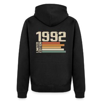 1992 Vintage - Retro 1992 Birthday Gift 1992 - Unisex Premium Organic Zip Hoodie - black - Back - Nico (187cm)