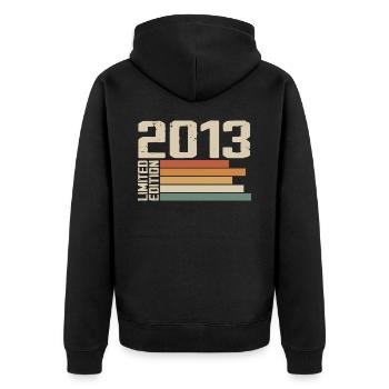2013 Vintage - Retro 2013 Anniversary Gift 2013 - Unisex Premium Organic Zip Hoodie - black - Back - Nico (187cm)