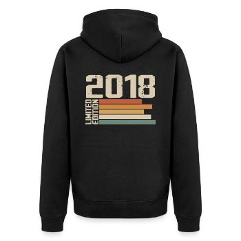 2018 Jahrgang - Retro 2018 Geburtstagsgeschenk 2018 - Unisex Premium Bio Zip Hoodie - Schwarz - Hinten - Nico (187cm)