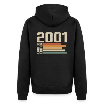 2001 Vintage - Retro 2001 Birthday Gift 2001 - Unisex Premium Organic Zip Hoodie - black - Back - Nico (187cm)