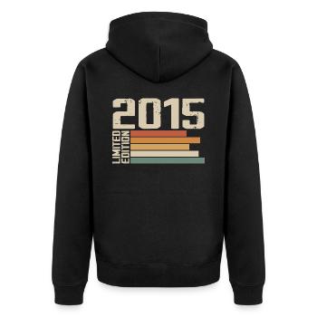 2015 Vintage - Retro 2015 Anniversary Gift 2015 - Unisex Premium Organic Zip Hoodie - black - Back - Nico (187cm)