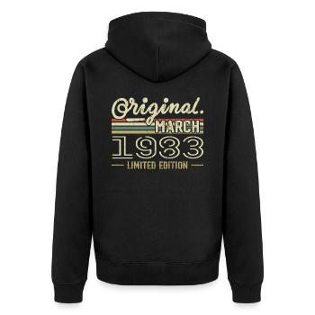Né en Mars 1983 Cadeau Anniversaire Mars 1983 - Veste à capuche bio Premium Unisexe - noir - Dos - Nico (187cm)