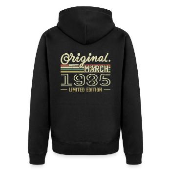 Born in March 1985 Birthday Gift March 1985 - Unisex Premium Organic Zip Hoodie - black - Back - Nico (187cm)