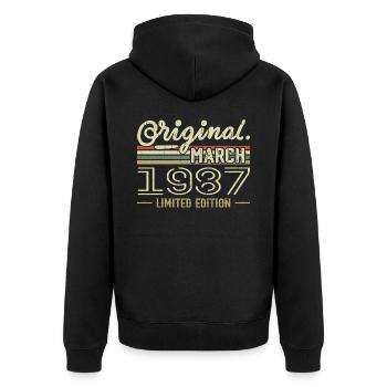Born in March 1987 Birthday Gift March 1987 - Unisex Premium Organic Zip Hoodie - black - Back - Nico (187cm)
