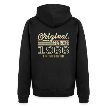 Né en Mars 1966 Cadeau Anniversaire Mars 1966 - Veste à capuche bio Premium Unisexe - noir - Dos - Nico (187cm)