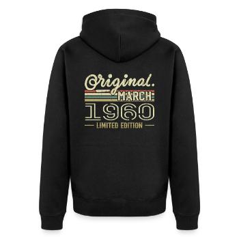Né en Mars 1960 Cadeau Anniversaire Mars 1960 - Veste à capuche bio Premium Unisexe - noir - Dos - Nico (187cm)