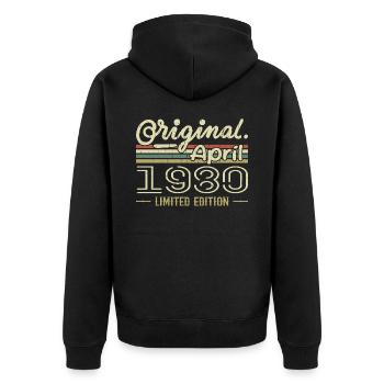 Avril 1980 Cadeau 45e Anniversaire Avril 1980 - Veste à capuche bio Premium Unisexe - noir - Dos - Nico (187cm)