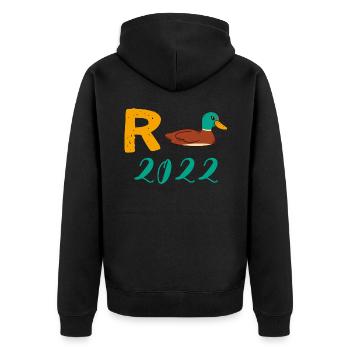 Rente Ente 2022 Ruhestand Pension Rentner Oma Fun - Unisex Premium Bio Zip Hoodie - Schwarz - Hinten - Nico (187cm)