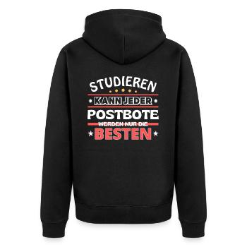Nur die Besten werden Postbote - Unisex Premium Bio Zip Hoodie - Schwarz - Hinten - Nico (187cm)