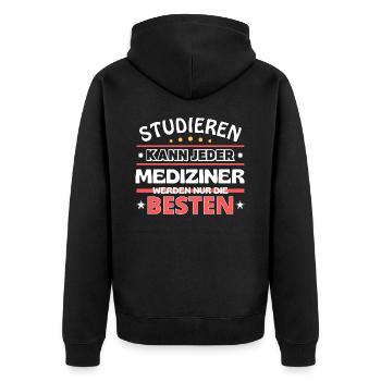 Nur die Besten werden Mediziner - Unisex Premium Bio Zip Hoodie - Schwarz - Hinten - Nico (187cm)