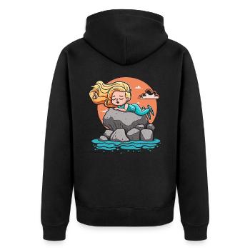 Schönheit am Strand - Unisex Premium Bio Zip Hoodie - Schwarz - Hinten - Nico (187cm)