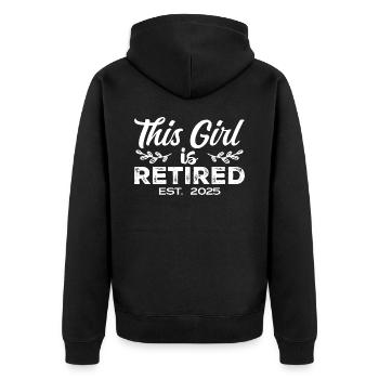 This Girl Is Retired Est. 2025 Funny Retirement - Unisex Premium Organic Zip Hoodie - black - Back - Nico (187cm)