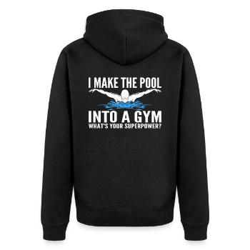 Ich mache den Pool zu einem Fitnessstudio - Lustig - Unisex Premium Bio Zip Hoodie - Schwarz - Hinten - Nico (187cm)
