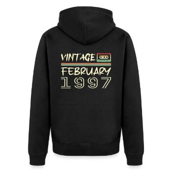 Februar 1997 Bestes Geschenk Februar 1997 Februar - Unisex Premium Bio Zip Hoodie - Schwarz - Hinten - Nico (187cm)