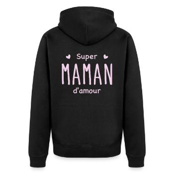 Super maman d'amour - Veste à capuche bio Premium Unisexe - noir - Dos - Nico (187cm)