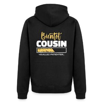 bientôt cousin veuillez patienter - Veste à capuche bio Premium Unisexe - noir - Dos - Nico (187cm)