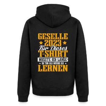 Geselle 2023 Gesellenprüfung - Unisex Premium Bio Zip Hoodie - Schwarz - Hinten - Nico (187cm)