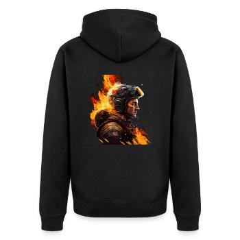Firefighter - show your support - Unisex Premium Organic Zip Hoodie - black - Back - Nico (187cm)