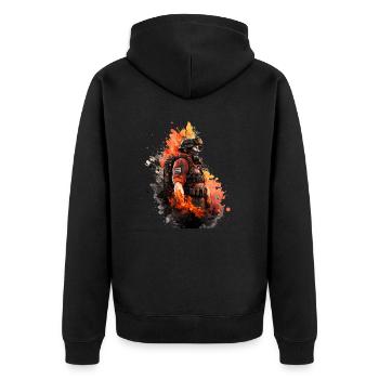 Héros en uniforme : Pompier - Veste à capuche bio Premium Unisexe - noir - Dos - Nico (187cm)