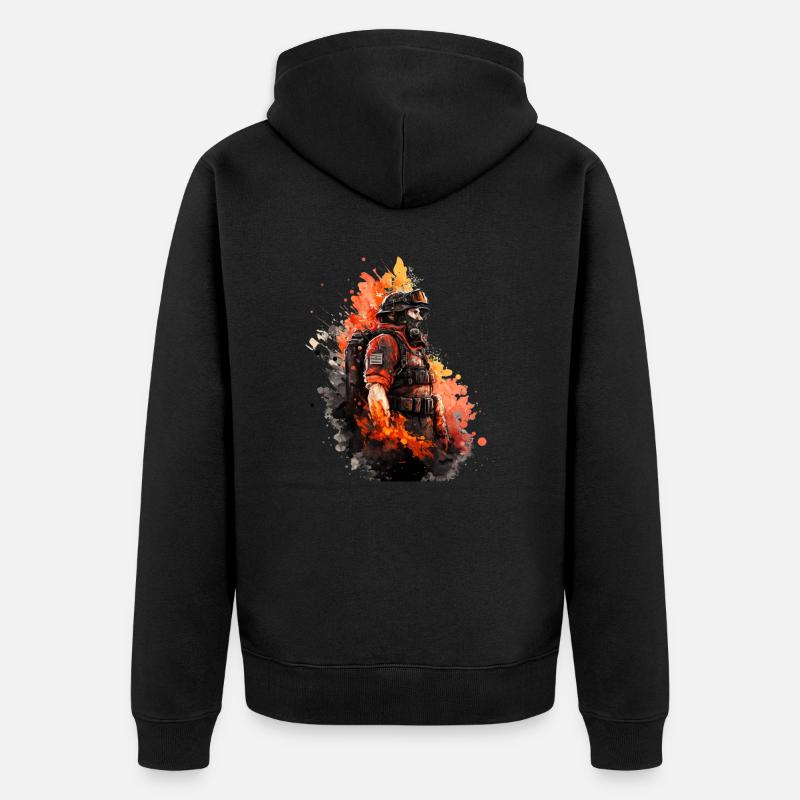 Héros en uniforme : Pompier - Veste à capuche bio Premium Unisexe - noir