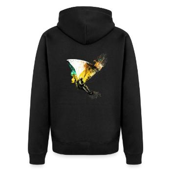 Gleitschirmflieger, rasanter Actionsport - Unisex Premium Bio Zip Hoodie - Schwarz - Hinten - Nico (187cm)