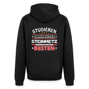 Nur die Besten werden Steinmetz - Unisex Premium Bio Zip Hoodie - Schwarz - Hinten - Nico (187cm)