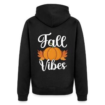 Herbst - Unisex Premium Bio Zip Hoodie - Schwarz - Hinten - Nico (187cm)