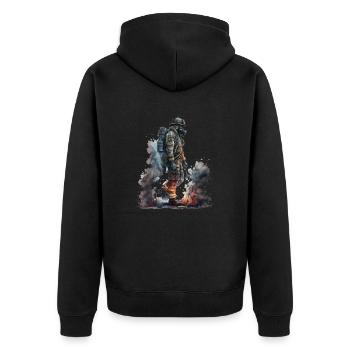 Feuerwehrmann im Einsatz - Unisex Premium Bio Zip Hoodie - Schwarz - Hinten - Nico (187cm)