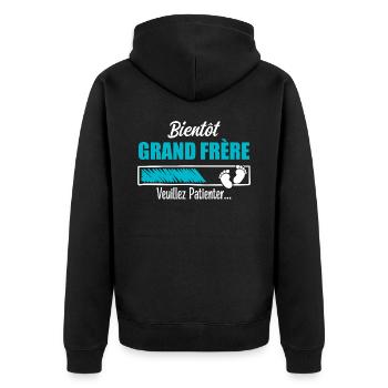 Bientôt Grand frère Cadeau Futur Grand frère - Veste à capuche bio Premium Unisexe - noir - Dos - Nico (187cm)