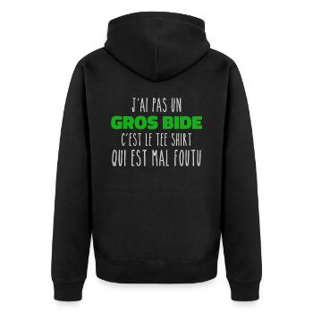 Ich habe keinen dicken Bauch, es ist das Geschenk-T-Shirt - Unisex Premium Bio Zip Hoodie - Schwarz - Hinten - Nico (187cm)