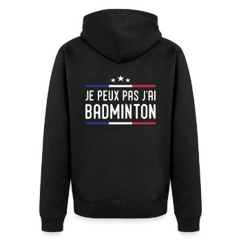 I Can't I Badminton Bad Badminton Player - Unisex Premium Bio Zip Hoodie - Schwarz - Hinten - Nico (187cm)