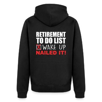 Retirement Design For Men Women Retired People - Veste à capuche bio Premium Unisexe - noir - Dos - Nico (187cm)