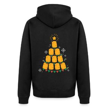 Chiken Nugget Fast Food Christmas Tree - Unisex Premium Bio Zip Hoodie - Schwarz - Hinten - Nico (187cm)
