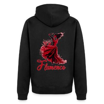 Flamenco Tanz Andalusien Spanischer Tanz - Unisex Premium Bio Zip Hoodie - Schwarz - Hinten - Nico (187cm)
