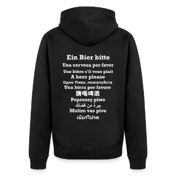 Commander de la bière à l’international - Veste à capuche bio Premium Unisexe - noir - Dos - Nico (187cm)