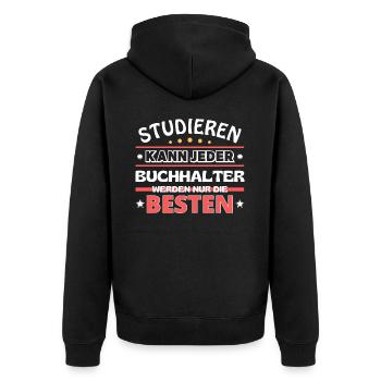 Nur die Besten werden Buchhalter - Unisex Premium Bio Zip Hoodie - Schwarz - Hinten - Nico (187cm)