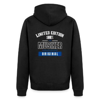 Limited Edition 100% - Musiker - Original - Unisex Premium Bio Zip Hoodie - Schwarz - Hinten - Nico (187cm)