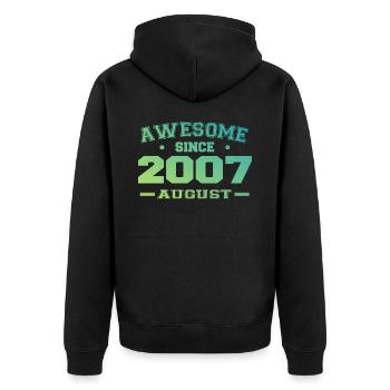2007 August Year Birth Birthday August 2007 - Unisex Premium Organic Zip Hoodie - black - Back - Nico (187cm)